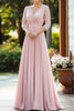 Load image into Gallery viewer, Pink V Neck A Line Chiffon Mother of the Bride Dress