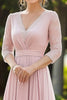 Load image into Gallery viewer, Pink V Neck A Line Chiffon Mother of the Bride Dress