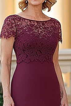 Burgundy Sheath Satin Mother of the Bride Dress with Slit