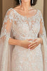 Load image into Gallery viewer, Floral Beige Scoop Maxi Mother of the Bride Dress with Cape