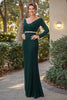 Load image into Gallery viewer, Satin Sheath Dark Green Mother of the Bride Dress with Beading