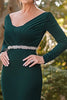 Load image into Gallery viewer, Satin Sheath Dark Green Mother of the Bride Dress with Beading