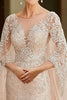 Load image into Gallery viewer, Apricot Flowy Sleeves Cape Mother of the Bride Dress with Lace