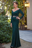 Load image into Gallery viewer, Elegant Dark Green Satin Mother of the Bride Dress with Beading