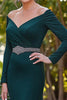 Load image into Gallery viewer, Elegant Dark Green Satin Mother of the Bride Dress with Beading