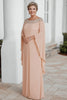 Load image into Gallery viewer, Plus Size Apricot Scoop Chiffon Mother of the Bride Dress