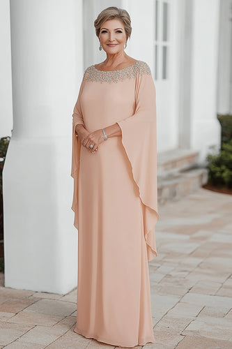 Plus Size Apricot Scoop Chiffon Mother of the Bride Dress