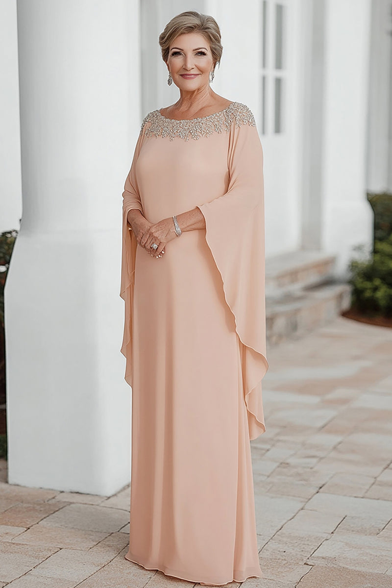 Load image into Gallery viewer, Plus Size Apricot Scoop Chiffon Mother of the Bride Dress