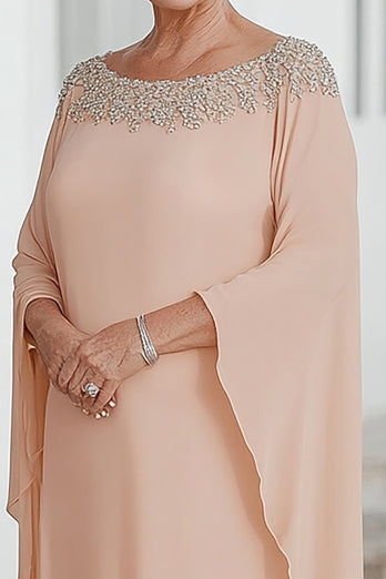 Plus Size Apricot Scoop Chiffon Mother of the Bride Dress