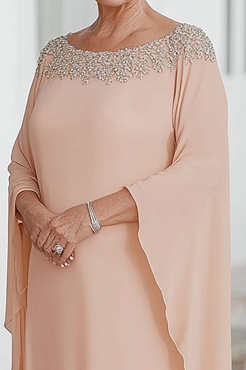 Load image into Gallery viewer, Plus Size Apricot Scoop Chiffon Mother of the Bride Dress