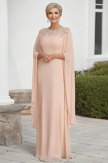 Apricot Column Chiffon Maxi Mother of the Bride Dress