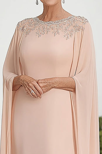 Apricot Column Chiffon Maxi Mother of the Bride Dress