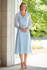 Load image into Gallery viewer, Chiffon V-Neck Sky Blue Mother of the Bride Dress with Long Sleeves