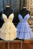 Load image into Gallery viewer, A-Line Blue Spaghetti Straps Tulle Tiered Short Homecoming Dress
