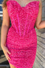 Load image into Gallery viewer, Sparkly Fuchsia Bodycon Sweetheart Homecoming Dress with Sequins