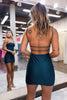 Load image into Gallery viewer, Spaghetti Straps Dark Green Bodycon Homecoming Dress