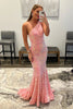 Load image into Gallery viewer, Coral Sequins One Shoulder Mermaid Long Prom Dress