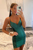 Load image into Gallery viewer, Glitter Dark Green Tight Homecoming Dress with Appliques