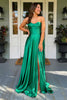 Load image into Gallery viewer, Dark Green A Line Strapless Corset Long Prom Dress with Slit