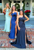 Load image into Gallery viewer, Green Strapless Mermaid Satin Long Prom Dress with Slit