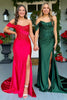 Load image into Gallery viewer, Red Corset Appliqued Sparkly Long Prom Dress with Slit