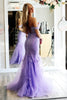 Load image into Gallery viewer, Lilac Off the Shoulder Mermaid Long Dress with Lace Appliques