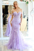 Load image into Gallery viewer, Lilac Off the Shoulder Mermaid Long Dress with Lace Appliques