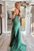 Load image into Gallery viewer, Dark Green Corset Strapless Satin Long Prom Dress with Slit