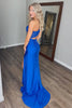 Load image into Gallery viewer, Royal Blue One Shoulder Appliqued Sheath Long Prom Dress with Slit