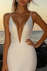 Load image into Gallery viewer, Glitter Sequins Ivory Deep V-Neck Wedding Dress with Slit