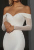 Load image into Gallery viewer, Ivory Off the Shoulder Mermaid Wedding Dress with Long Sleeves