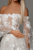 Load image into Gallery viewer, Foral Ivory A Line Sheer Lace Wedding Dress with Long Sleeves