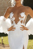 Load image into Gallery viewer, 3D Flowers Ivory Strapless Long Wedding Dress with Slit