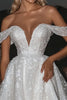 Load image into Gallery viewer, Sparkly Off the Shoulder Lace Ivory Ball Gown Wedding Dress