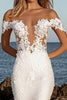 Load image into Gallery viewer, Floral Ivory Mermaid Off the Shoulder Wedding Dress with Lace