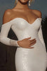 Load image into Gallery viewer, Ivory Sparkly Off the Shoulder Long Wedding Dress with Sequins