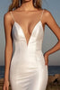 Load image into Gallery viewer, Sparkly Ivory V-Neck Long Court Train Wedding Dress with Slit