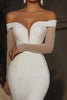 Load image into Gallery viewer, Glitter Mermaid Ivory Off the Shoulder Long Wedding Dress with Long Sleeves