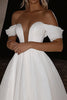 Load image into Gallery viewer, Ivory Glitter Off the Shoulder A Line Sweep Train Wedding Dress