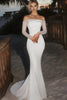 Load image into Gallery viewer, Glitter Ivory Off the Shoulder Mermaid Beaded Wedding Dress