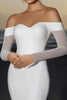 Load image into Gallery viewer, Elegant Ivory Off the Shoulder Mermaid Matte Satin Wedding Dress with Long Sleeves