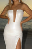 Load image into Gallery viewer, Ivory Mermaid Straight Neck Strapless Wedding Dress with Slit