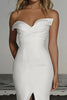 Load image into Gallery viewer, Satin Off the Shoulder Ivory Mermaid Wedding Dress with Slit