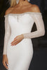 Load image into Gallery viewer, Sparkly Ivory Off the Shoulder Satin Long Mermaid Wedding Dress