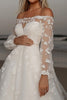 Load image into Gallery viewer, Ivory Off the Shoulder Lace Embroideried Wedding Dress with Long Sleeves