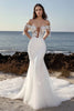 Load image into Gallery viewer, Gorgeous Ivory Appliques Mermaid Sweep Train Wedding Dress