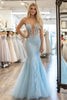 Load image into Gallery viewer, Sparkly Sky Blue Corset Mermaid Long Prom Dress