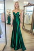 Load image into Gallery viewer, Dark Green Sheath Satin Sweetheart Floor Length Prom Dress