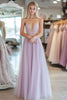 Load image into Gallery viewer, Light Purple Corset A Liine Tulle Floor Length Prom Dress