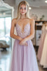 Load image into Gallery viewer, Light Purple Corset A Liine Tulle Floor Length Prom Dress